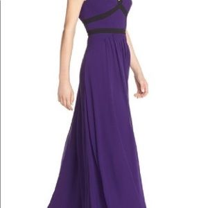 BCBGMAXAZRIA Purple Pleated Georgette Gown